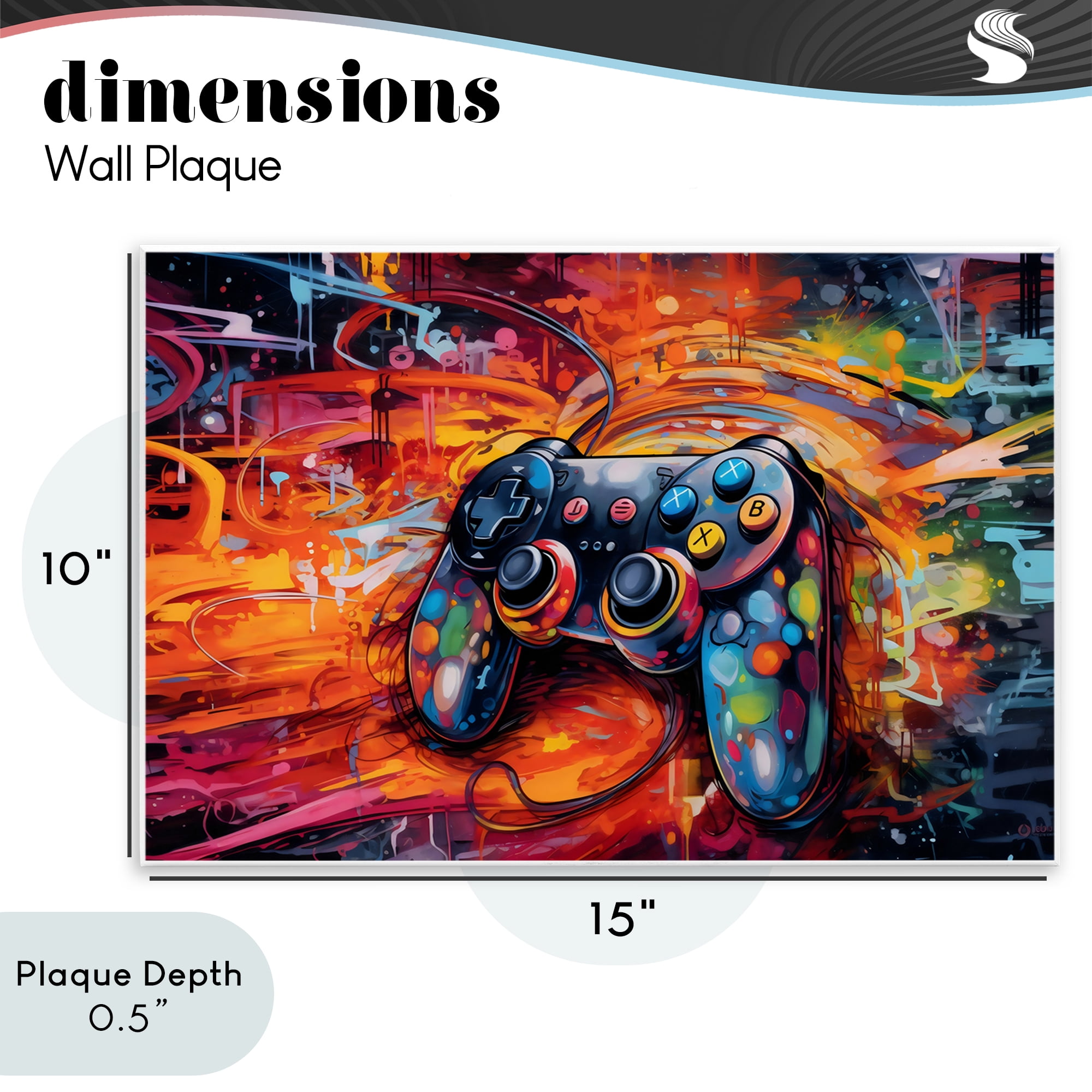 Stupell Industries Gaming Swirl Controller Energy Wall Plaque Art, design by Creative Studio