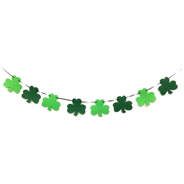 Inteprter St Patricks Day Banner Prop Ornamento colgante Festivales de interior Adorno Simple DIY Escena Trébol Guirnalda para diseño Type3 NO3 Inteprter HA059269-02