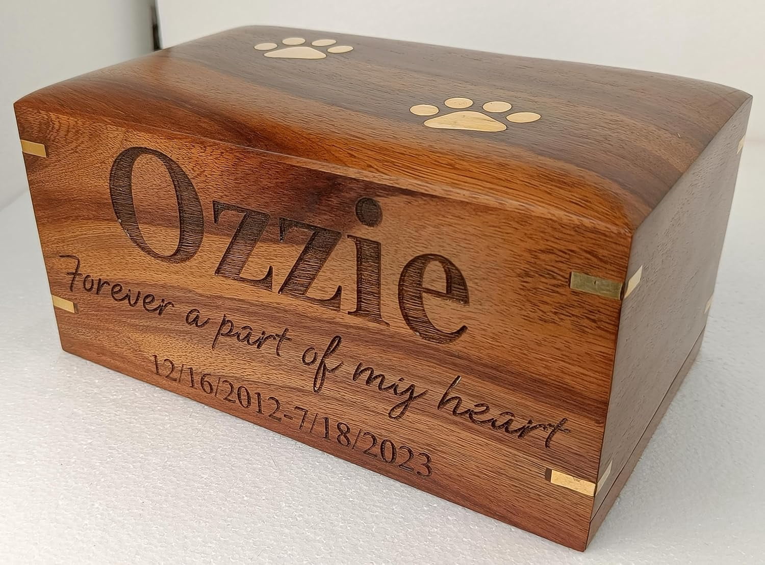 Rosewood Pet Urn For Dog Ashes - Personalized Wooden Urn For Ashes - Memorial Keepsake Funeral Cremation Urn Box -  7.5 X 5.5 X 3.5 - 100Lbs Or 45Kg