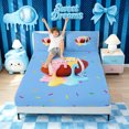 thumbnail image 3 of meiyoeat Blue Football Ice Cream Bed Sheets for Boys, Sprinkle Ball Sport Full Size Sheets, 4-Piece, 1 Flat Sheet, 1 Fitted Sheet and 2 Pillowcases, 3 of 5