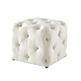 thumbnail image 2 of Inspired Home Destiny Linen Ottoman Square Shaped Modern Allover Tufted Design, Cream White, 2 of 7
