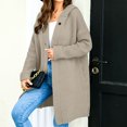 thumbnail image 3 of ABATAB Sweater Cardigans for Women Knitted Long Sleeve Sleeve Button down Dusters with Hood Loose Fit Hoodie Knitwear Coats(Small,Khaki), 3 of 5