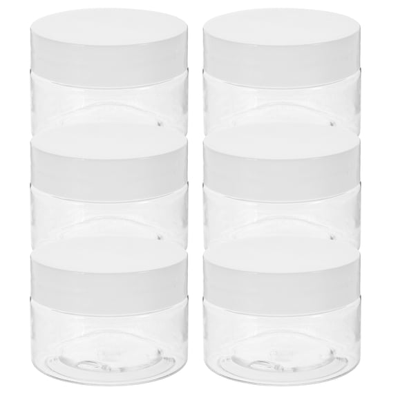 SEWCHICS Set of 6 Wide Mouth Transparent Cream Jars with Lids for Cosmetic Storage and Skincare Products