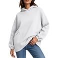 thumbnail image 6 of Hoodies for Women Zaewscy Women's /Winter Casual Solid-Color Long-Sleeve Hooded Sweatshirt With Pockets White XXL, 6 of 9