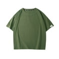 thumbnail image 2 of Fanxing Mens Linen T-Shirt Big and Tall Short Sleeve Summer Tees Loose Fit Crewneck Muscle T Shirts Army Green,XL, 2 of 4