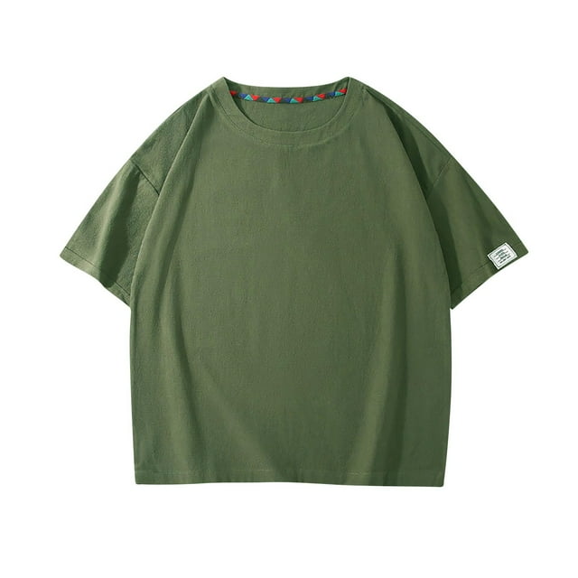 Maplenight T-Shirts en Coton Épais pour Hommes Col Rond Manches Courtes Mode Décontractée