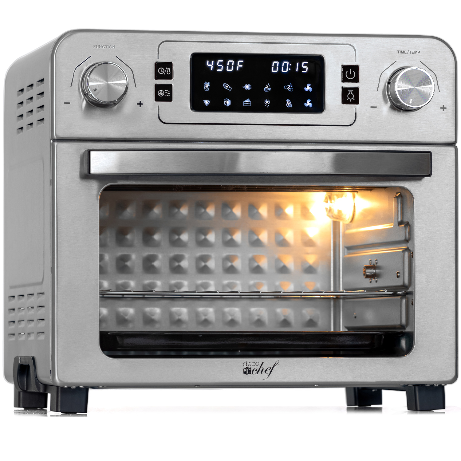 Deco Chef 24 QT Stainless Steel Countertop 1700 Watt Toaster Oven with Built-in Air Fryer and Included Rotisserie Assembly, Grill Rack, Frying Basket, and Baking Pan - image 8 of 11