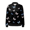 thumbnail image 4 of DHFJKG Bomber Jackets For Women Butterfly Printed Zipper Baseball Jacket Lightweight Casual Daily Wear Trendy Outerwear, 4 of 5