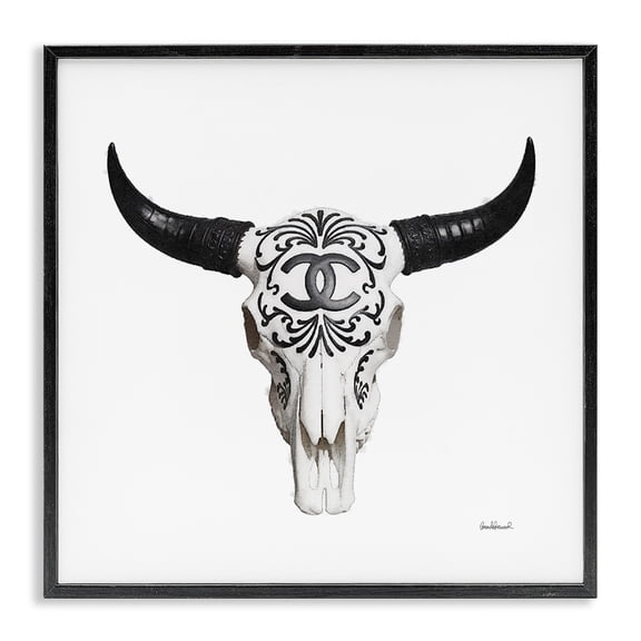 Stupell Industries Southwestern Glam Brand Cow Skull Black Framed Giclee Art, 12 x 12, by Amanda Greenwood
