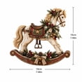 thumbnail image 4 of Vintage Christmas Rocking Horse Decoration with Pinecone and Plaid Bow Accents, 1 Piece 7.48 Inch White and Rustic Wood Figurine for Farmhouse Mantel Display, 4 of 8