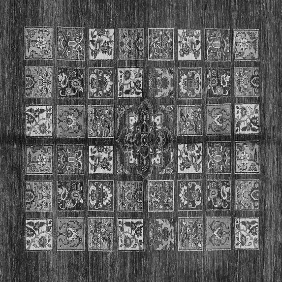 Ahgly Company Indoor Square Abstract Gray Modern Area Rugs, 8' Square