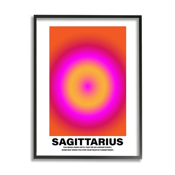 Stupell Industries Funny Sagittarius Astrology Abstract Painting Black Framed Art Print Wall Art, 11 x 14