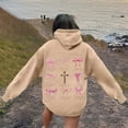 thumbnail image 4 of Women's Graphic Word Hooded Sweatshirt Preppy Style Long Sleeve Casual Pullover Top, 4 of 7
