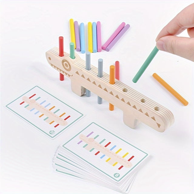 Wooden Dinosaur Balance Game - Educational Preschool Color Matching & Sorting Stacking Toy for Fine Motor Skill Development, Toddler Activities, Counting & Sequencing, Age 3+