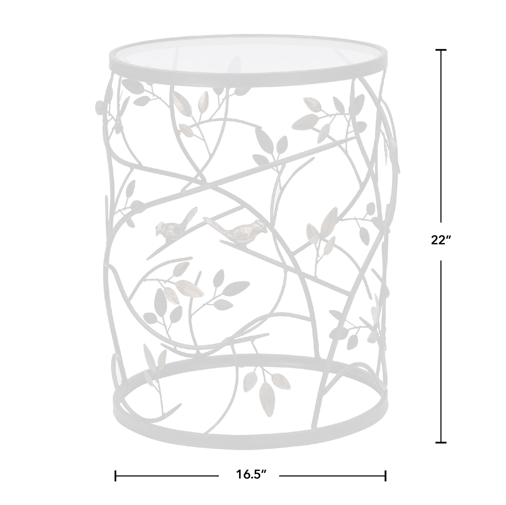 FirsTime & Co. Bronze Bird And Branches End Table, Modern, Antiqued, Round, Metal, 16.5 x 16.5 x 22 in