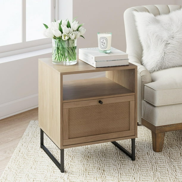 Nathan James Mina Natural Oak Wood Black Accent with ...