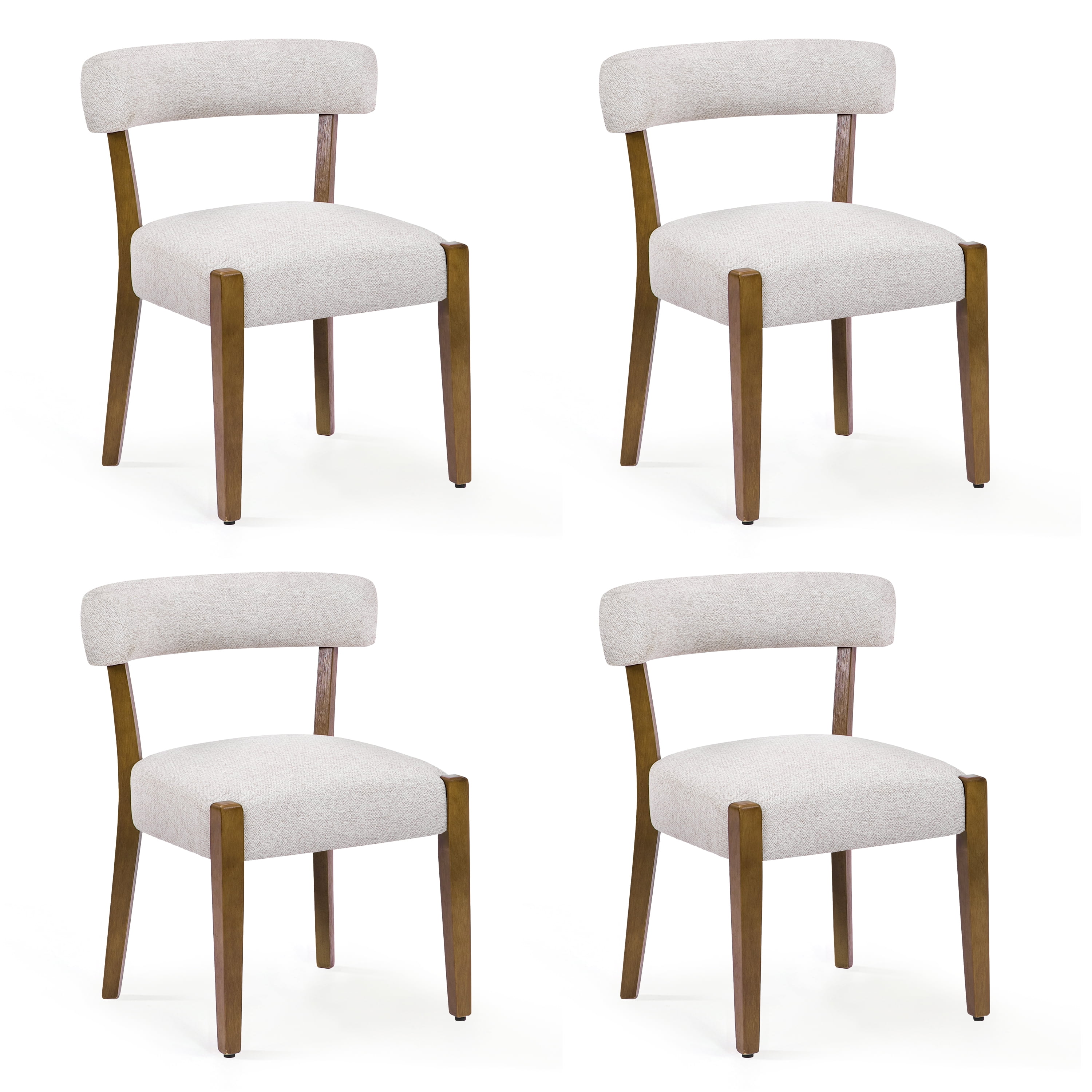 Bonbeur Modern Kitchen Dining Chairs Set of 2, Flax Cushion Seat with Natural Walnut Legs