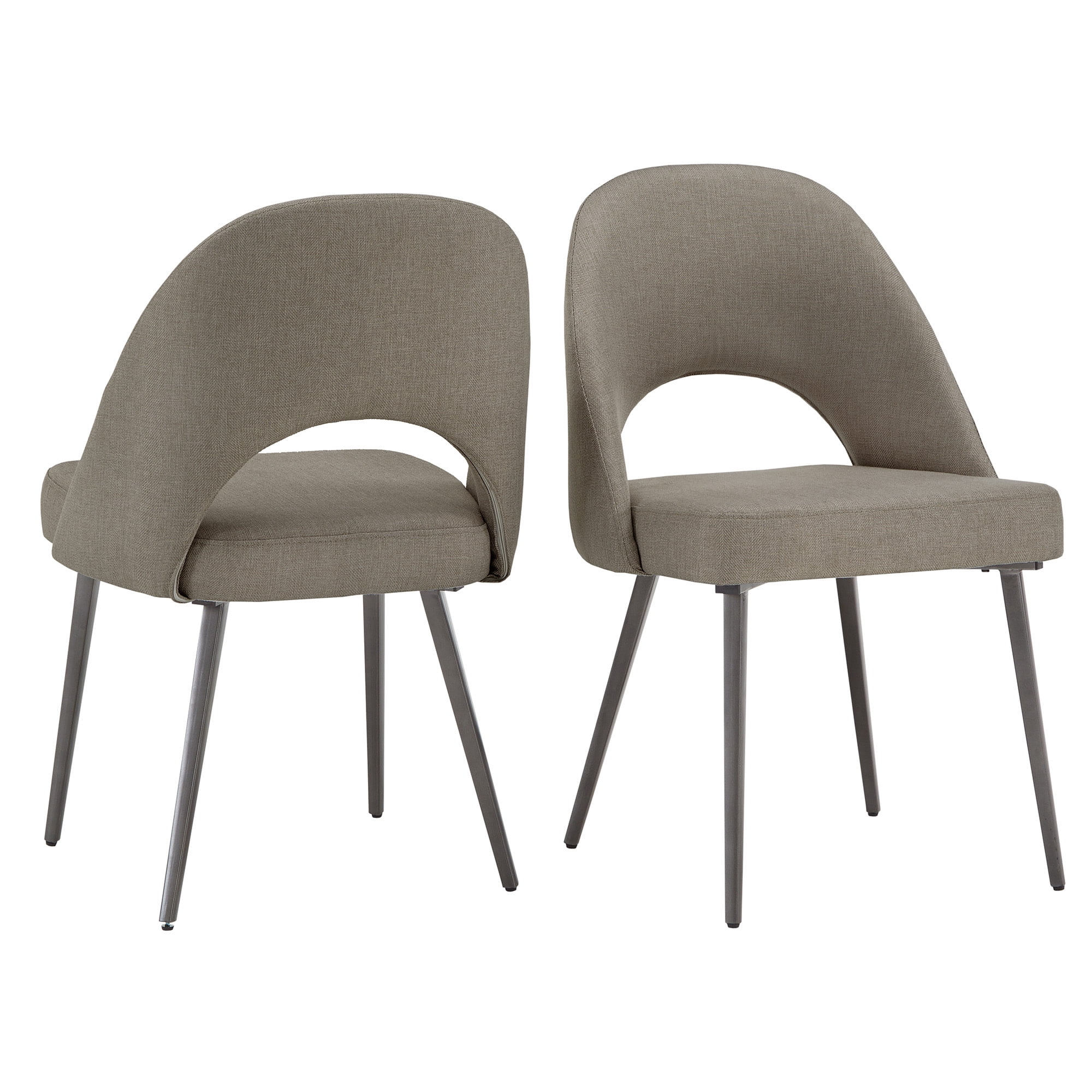 Weston Home Brando Upholstered Dining Chairs with Black Legs, Set of 2, Dark Gray