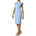 thumbnail image 4 of Vestido de tubo con cuello plisado de INSPIRE CHIC para mujeres L Azul claro, 4 of 6