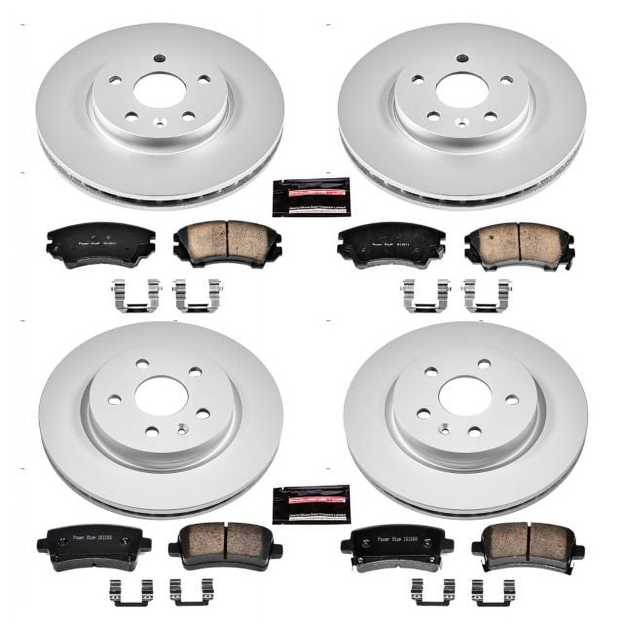 PowerStop Front and Rear Geomet Coated Brake Rotor and Pad Kit Fits: SAAB Select Models CRK6330