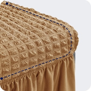 Subrtex Elegant Ruffle Skirt Stretch 2-Piece Polyester Jacquard Dining Chair Slipcovers, Almond