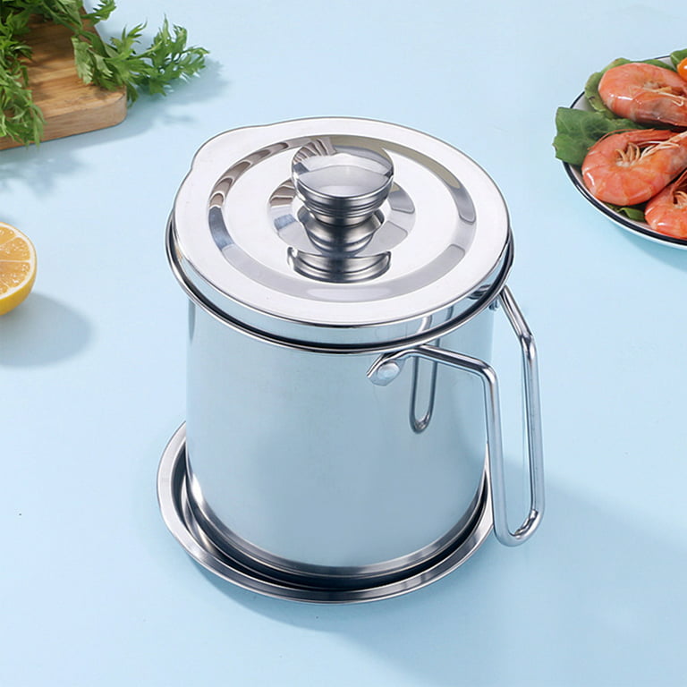 Grease Container Stainless Steel Grease Saver & Fine Strainer Enamel Bacon  Non Rustic Grease Keeper Oil Can Cooker Accessories