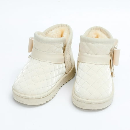 

Toddler Girl Boys Solid Bowknot Decor Water-proof Non-slip Snow Boots