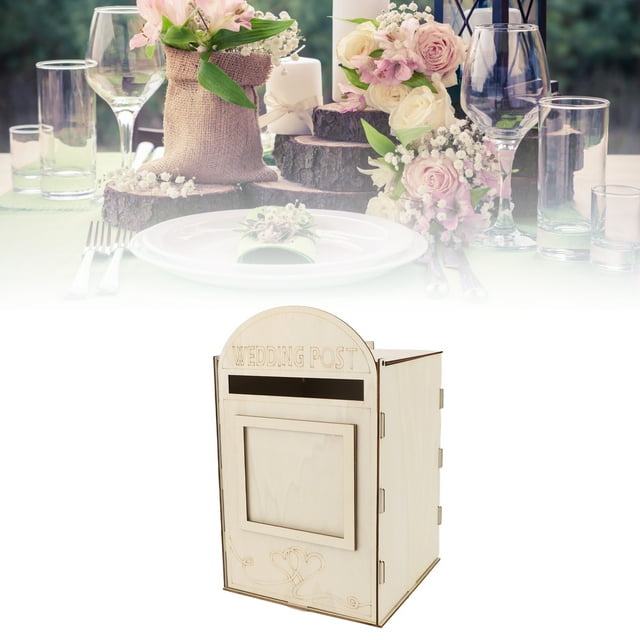 Amosfun Boîte aux Lettres en Bois pour Mariage, Design Rétro de Style Postal, Robuste et Durable, Utilisation Multifonctionnelle pour Décorations de Mariage et Plus