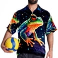 thumbnail image 4 of Starry Sky Frog Men's Short Sleeve Printed Button Down Hawaiian Beach Shirts, 4 of 6