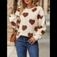 thumbnail image 4 of Sudadera Holgada de Larga con Cuello Redondo y Estampado de Corazón de Peluche para Mujer, para Otoño e Invierno. Amor Caqui M, 4 of 10