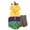 Yellow, variant on Kids Hooded Jester Romper Set – Sleeveless Zipper Onesie with Matching Socks, Yellow Purple Green Striped Outfit, 0-3 to 12-18 Months,Size 12 Months