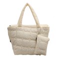 thumbnail image 1 of 6015 Bolso Algodón Ligero Gran Capacidad Con Hilo Bordar Acolchado Versátil E Informal Con Bolso Pequeño para (beige), 1 of 9
