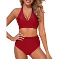 thumbnail image 4 of Clothing 2025 Yajing Womens Swimwear High Waisted Bikini Set for Women Two Piece Vintage Swimsuit Retro Bathing Suit with Bottom M Red, 4 of 5