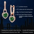 thumbnail image 2 of Gem Stone King 18K Rose Gold Plated Silver Green Nano Emerald and White Created Sapphire Dangle Earrings for Women (1.90 Cttw, Gemstone May Birthstone, Heart Shape 6MM), 2 of 5