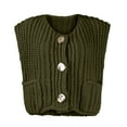 thumbnail image 5 of LISTHA Womens Casual Chunky Knit Vest Gold Button Down Crop Crochet Sleeveless Sweater Vest Army Green M, 5 of 7