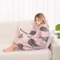 thumbnail image 4 of Pink Hedgehog Pattern Blanket Hoodies for Kids 6-13YR Oversize Wearable Blanket Hoodies for Boys Girls Teens, 4 of 7