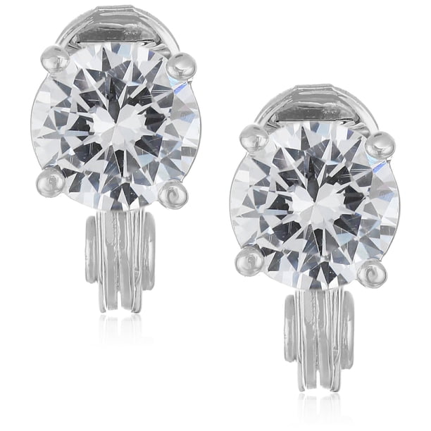 Pendientes Anne Klein con circonita cúbica plateada con clip
