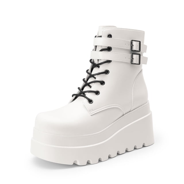 Botas de Plataforma y Combate DREAM PAIRS para Mujer Blancas Talla US10