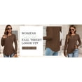 thumbnail image 6 of JYLFC Womens Raglan Round Neck T-Shirts Long Sleeve Tunic Tops, Brown L, 6 of 6