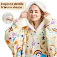 thumbnail image 7 of PMONPA Wearable Blanket Hoodie, Flannel Sherpa Fleece, Warm and Cozy Giant Sweatshirt for Adult, Woman and Man, One Size Fits All (Rainbow), 7 of 7