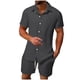 thumbnail image 2 of Ceisia Men's Loose Fit Casual 2-Piece Set Short Sleeve Button-Down Shirt with Elastic Waist Drawstring Shorts Gifts, 2 of 9
