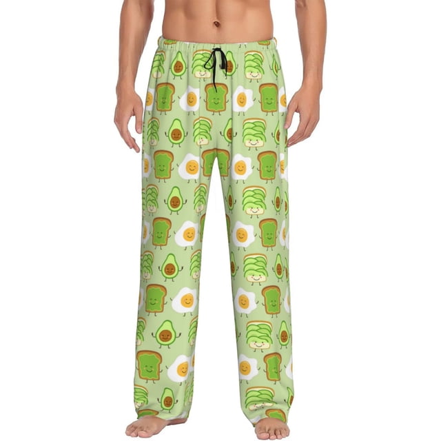 Fotbe Avocado And Toast Pantalones de Pijama para Hombre, Pantalones de Dormir, Pantalones de Casa con Cintura Ajustable y Bolsillos-X-Large