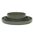 thumbnail image 6 of Gibson Elite 12 Piece (Service for 4) Townscape Plates and Bowls Reactive Glaze Embossed Round Dishes Terracotta Ceramic Dinnerware Set - Dark Green, 6 of 13