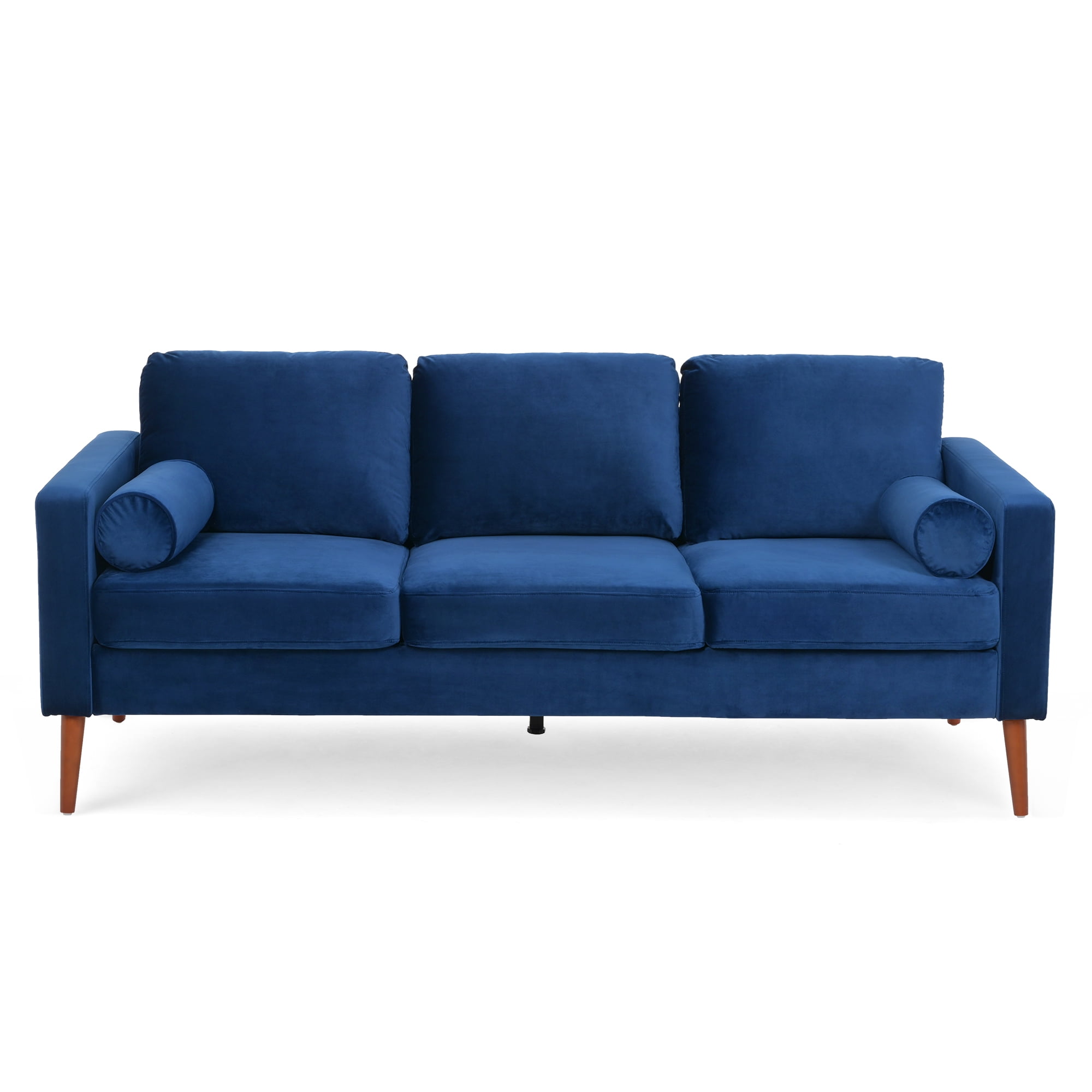 Kadyn 77" Sofa Couch, 3 Seat Comfy Couches for Living Room, Upholstered Polyester Sofa with Iron Wood Structure, Blue