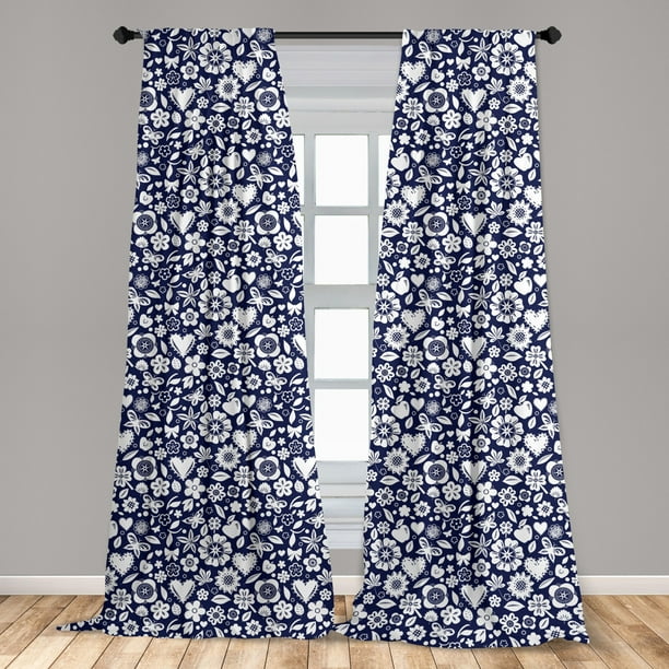 Navy Blue Curtains 2 Panels Set Multi, Navy Blue And Beige Curtains