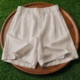 thumbnail image 4 of Sexlip Women 5-inch Shorts Waffle Knit Fabric Elastic Waistband For Comfort High Waisted Slimming Design Cotton Linen Blend Beige XL, 4 of 5
