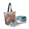 thumbnail image 2 of FORMRS Womens Canvas Tote Bag with Zipper Inner Pocket Shoulder Handbag, Red Vibrant Flowers, 2 of 7