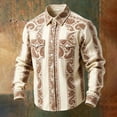 thumbnail image 3 of LEKWK Men's Retro Western Shirt Baroque Floral Print Striped Long Sleeve Button Down Cowboy Top Rodeo Party Festival Costume, 3 of 3