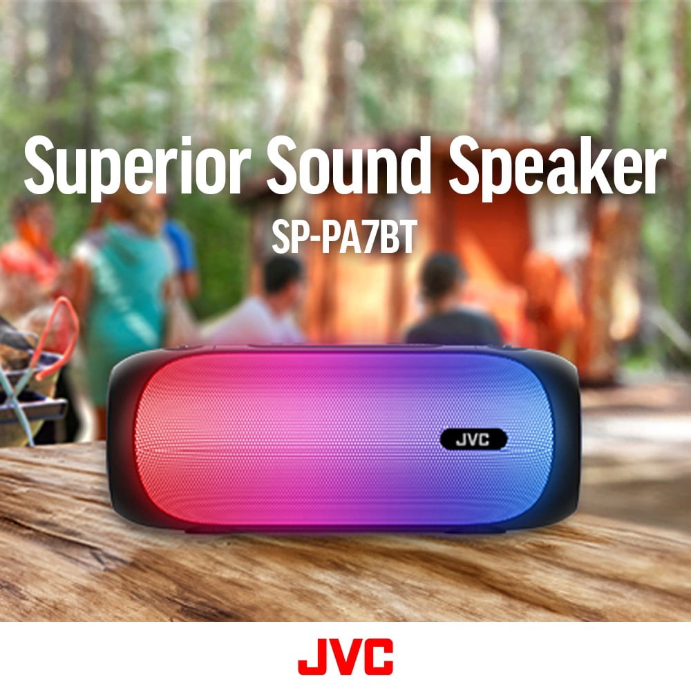 JVC Illuminated Portable Wireless Speaker with 30W max outputs, Dynamic Sound, Bluetooth 5.0, TWS Capability, USB-C, AUX in, up to 6-Hour Battery Life - SPPA7BTB (Black)