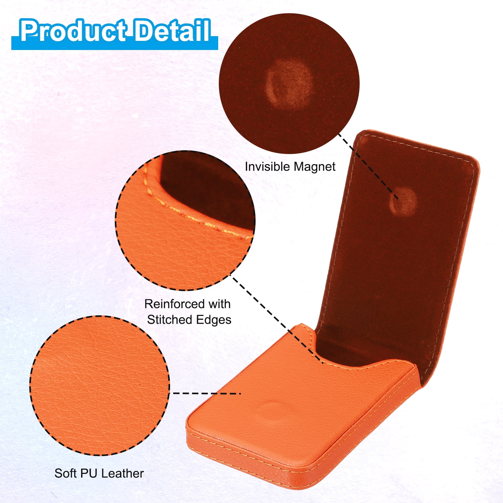 Unique Bargains PU Leather Business Card Holder Wallet with Magnetic Closure Orange